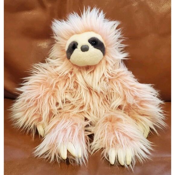 14 Inch Aurora Purely Luxe Fuzzy Pink Sloth Stuffed Animal Plush Toy With Claws - Picture 1 of 12